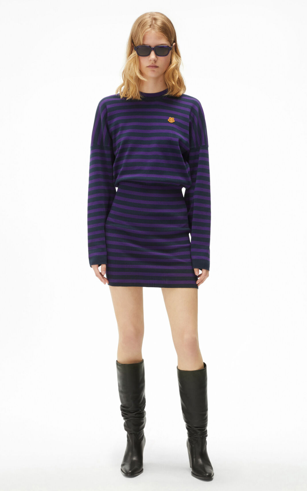 Kenzo Striped jumper Kjole Dame - Blå Sort DK-403062